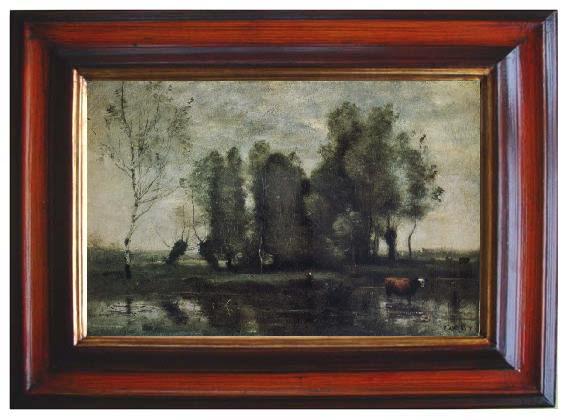 framed  Jean Baptiste Camille  Corot Trees amidst the Marsh, Ta054